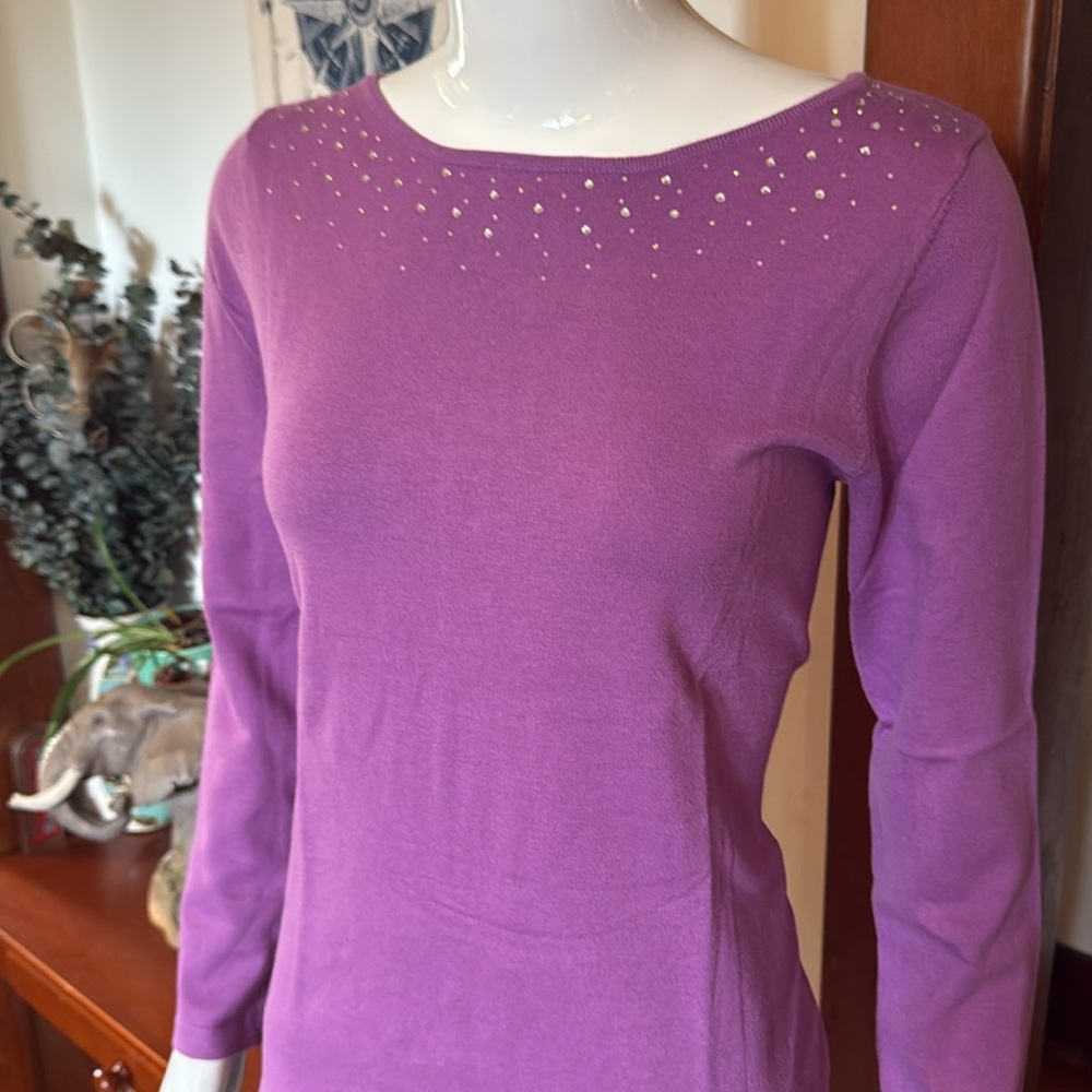 NWT northern reflections size small Purple Long Sleeve Top gems on top